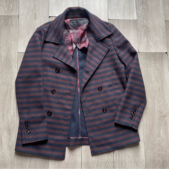 Zara Striped Navy and red Blazer Size M - Picture 1 of 6